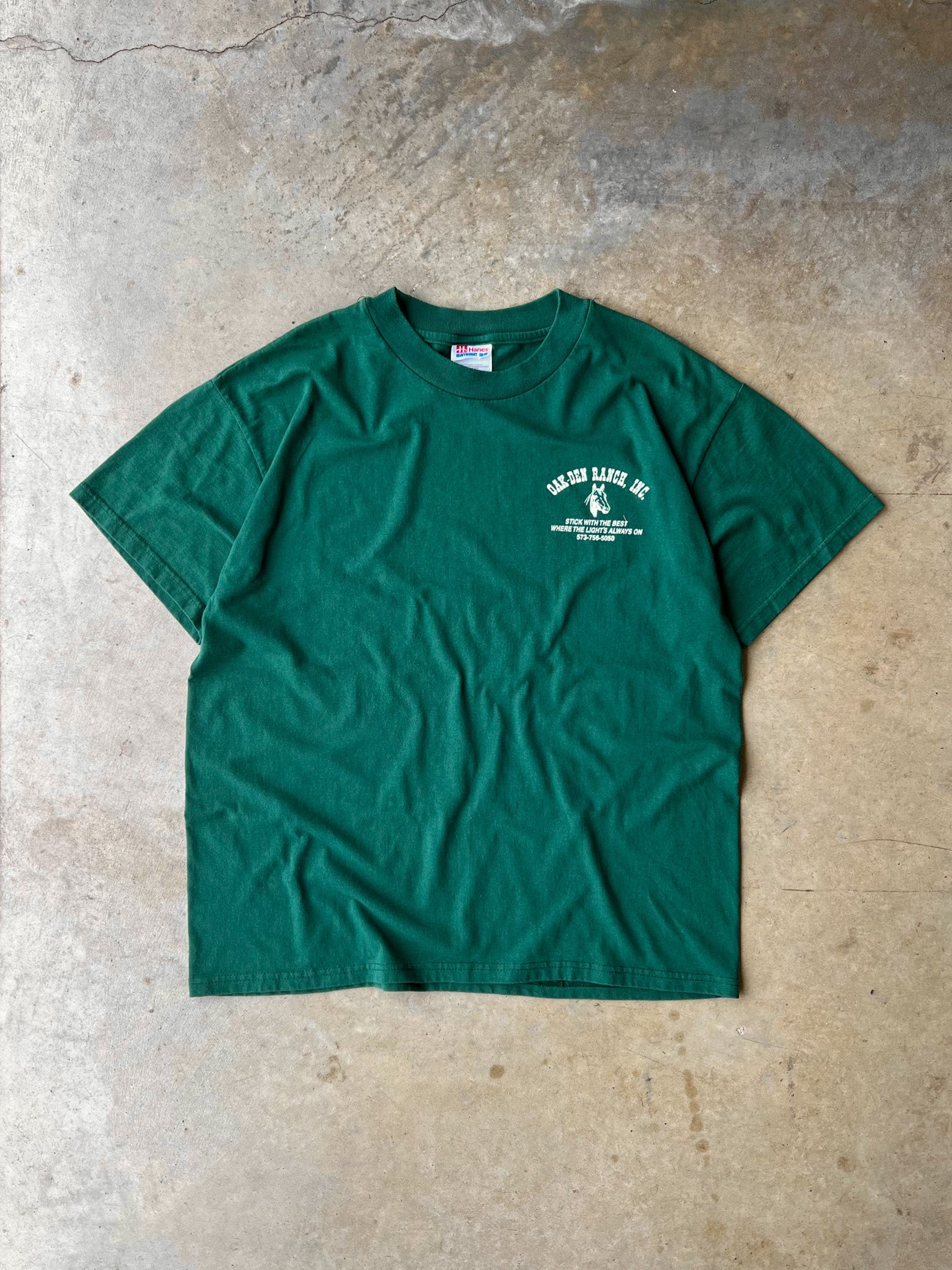Vintage 90s Forest Green Advertising T-Shirt - (L)