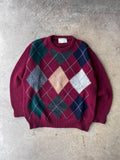 Vintage 1980s Argyle Shetland Wool Sweater - (M)
