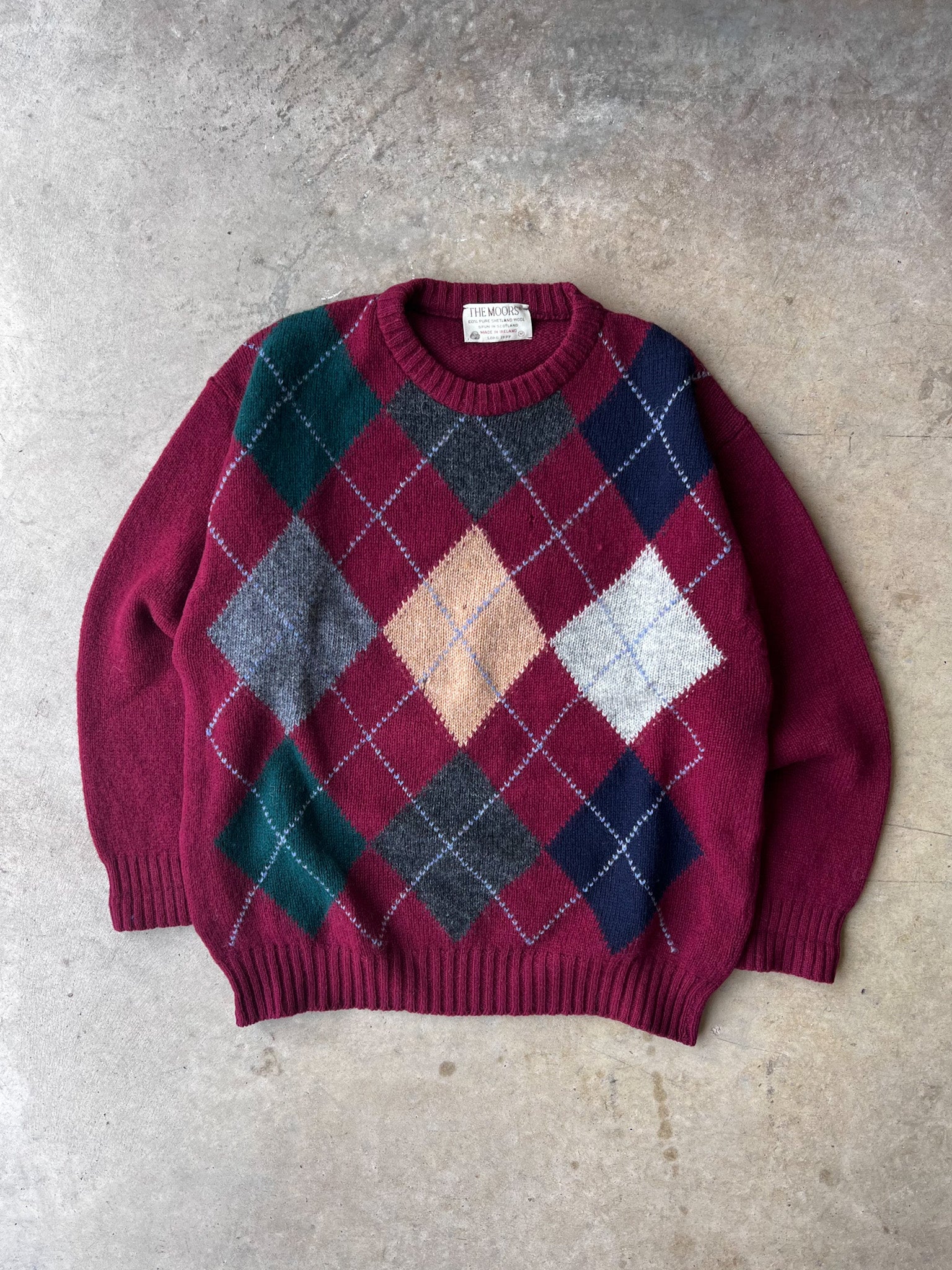 Vintage 1980s Argyle Shetland Wool Sweater - (M)