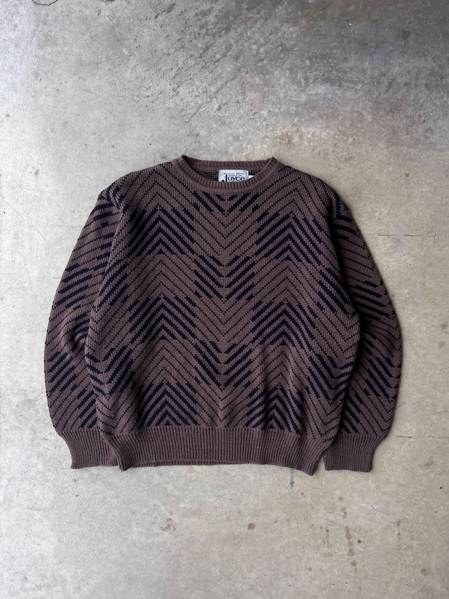 Vintage Patterned Brown Earth Tone Sweater - (XL)