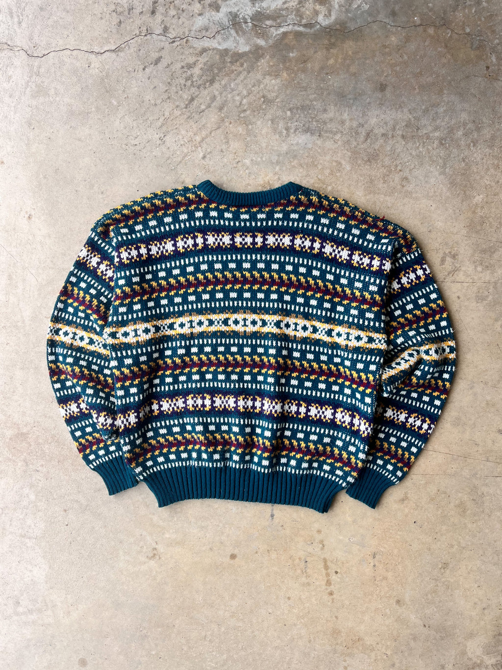 Vintage Patterned Earth Tone Sweater - (XL)