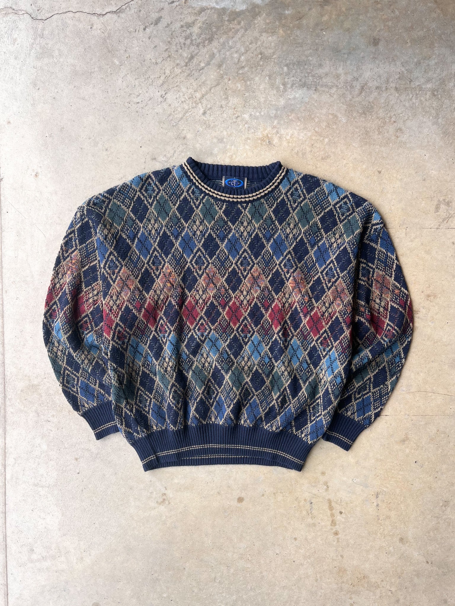 Vintage 1990s Patterned Earth Tone Sweater - (L)