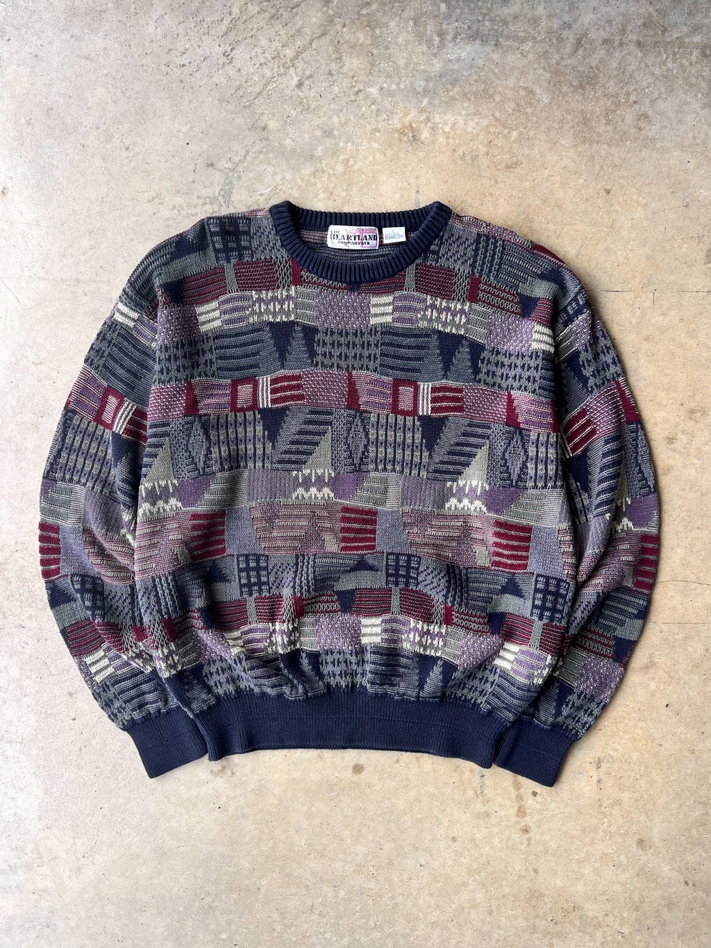 Vintage 1990s Patterned Earth Tone Sweater - (L)