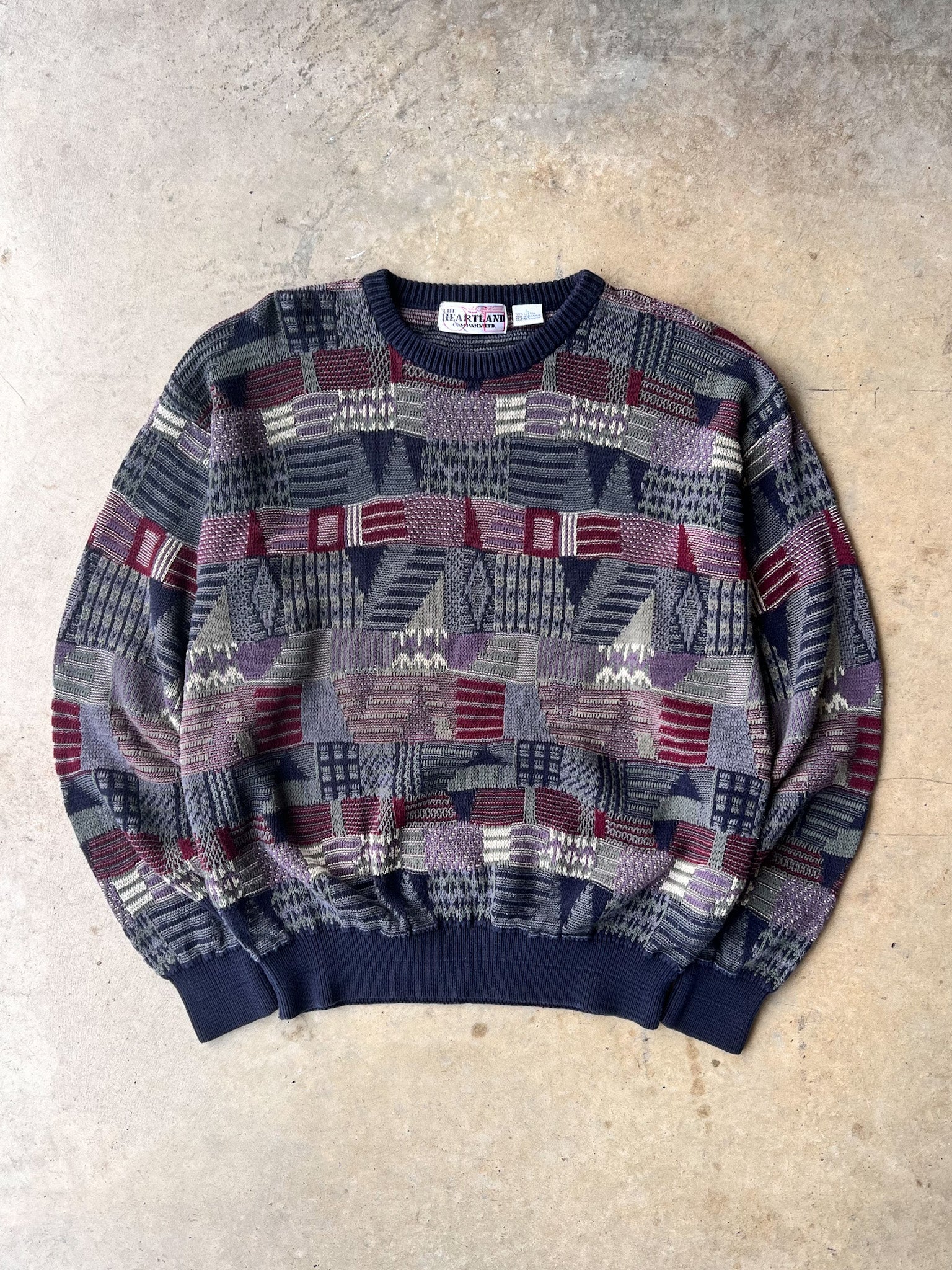 Vintage 1990s Patterned Earth Tone Sweater - (L)