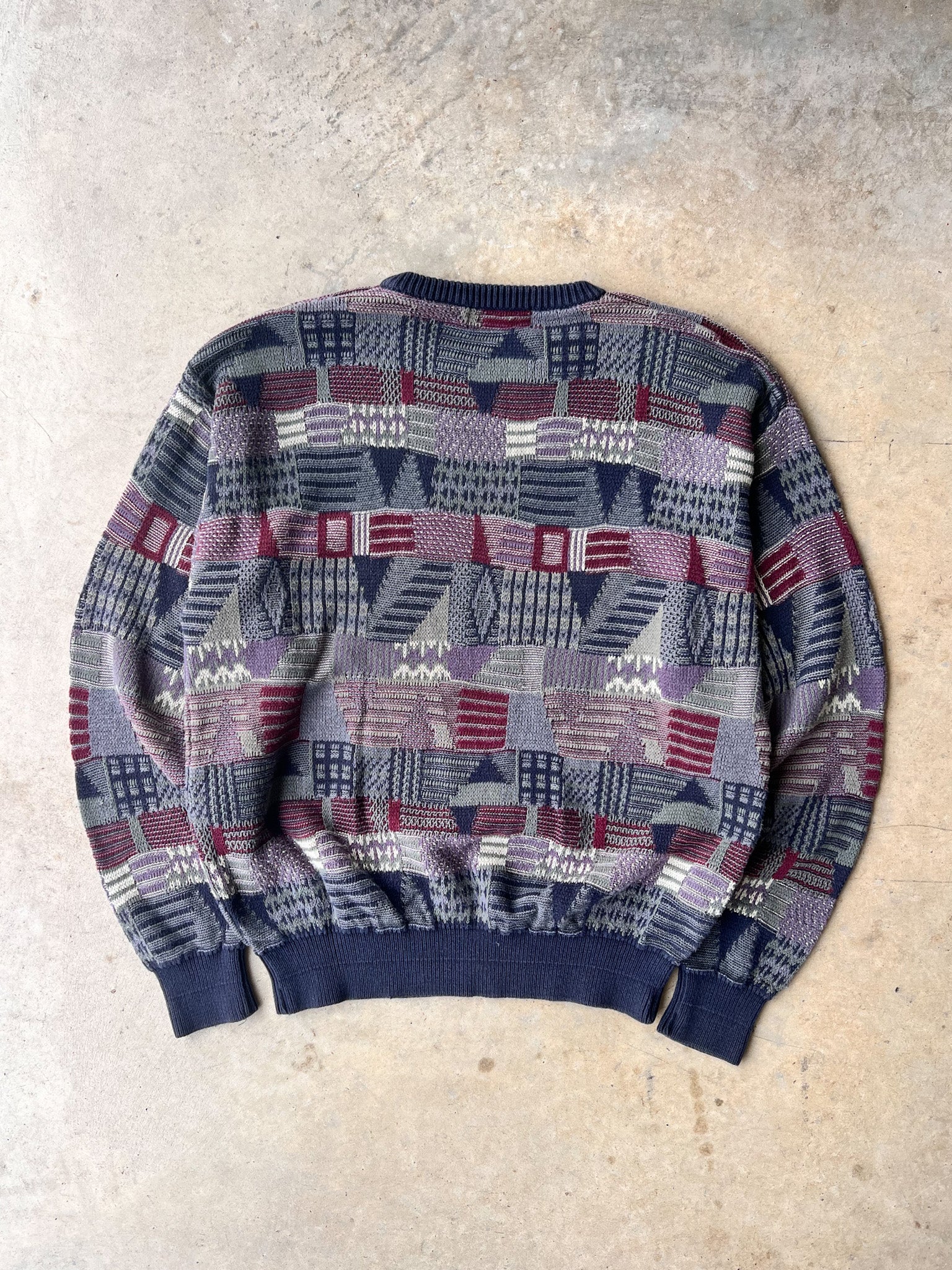 Vintage 1990s Patterned Earth Tone Sweater - (L)