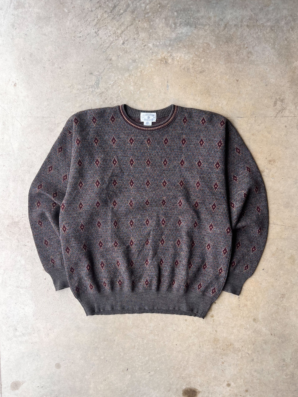 Vintage 1990s Wool Earth Tone Patterned Sweater - (L)