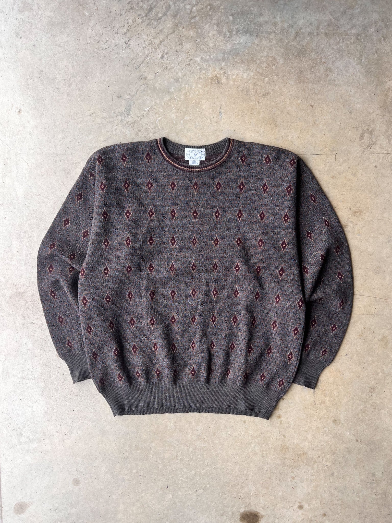 Vintage 1990s Wool Earth Tone Patterned Sweater - (L)