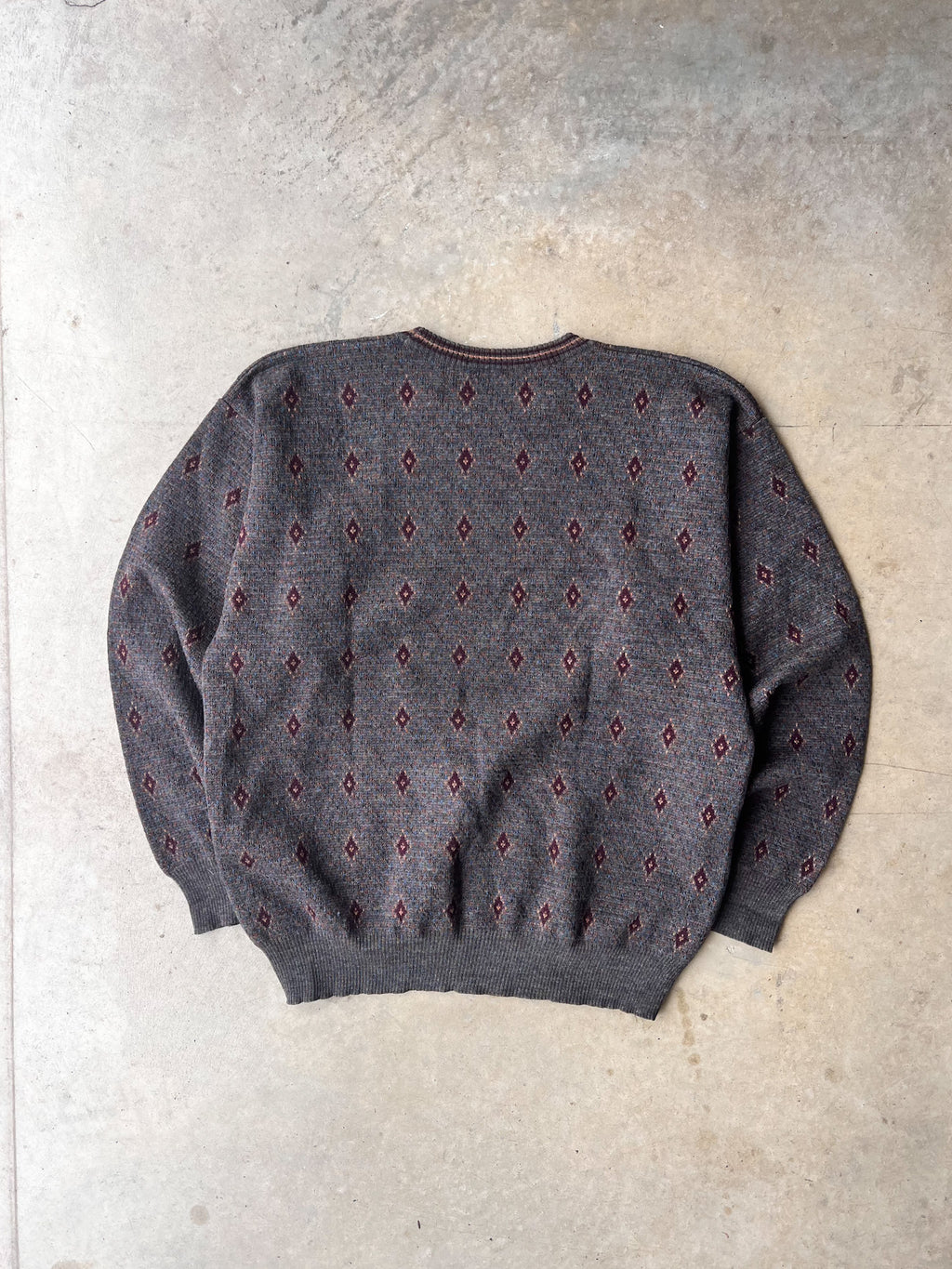 Vintage 1990s Wool Earth Tone Patterned Sweater - (L)