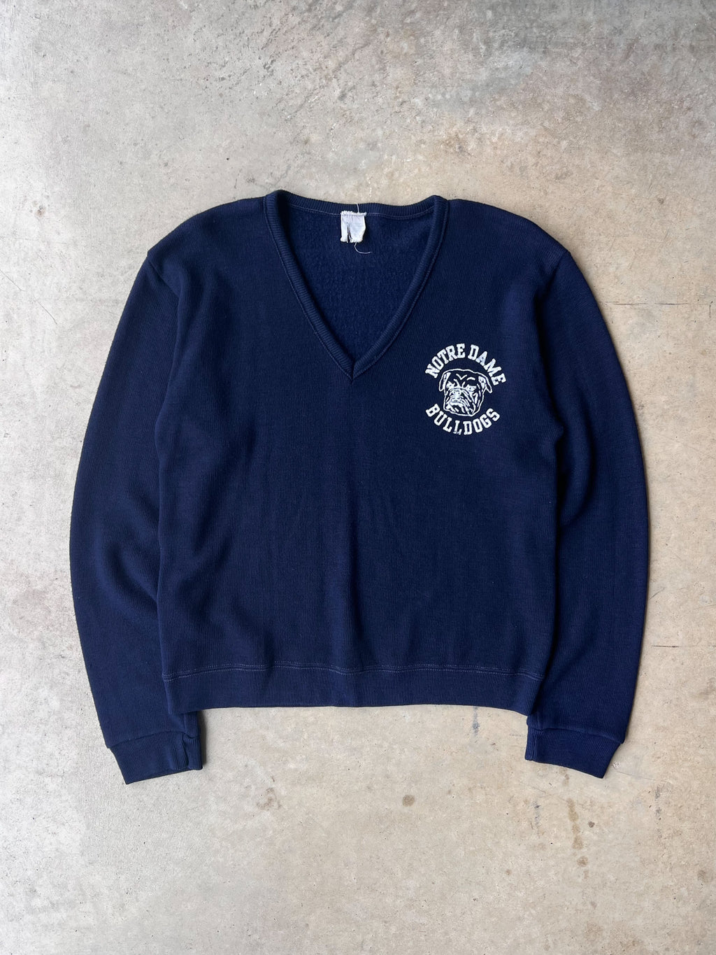 Vintage 1960s Navy Bulldogs V-Neck Sweater - (M)