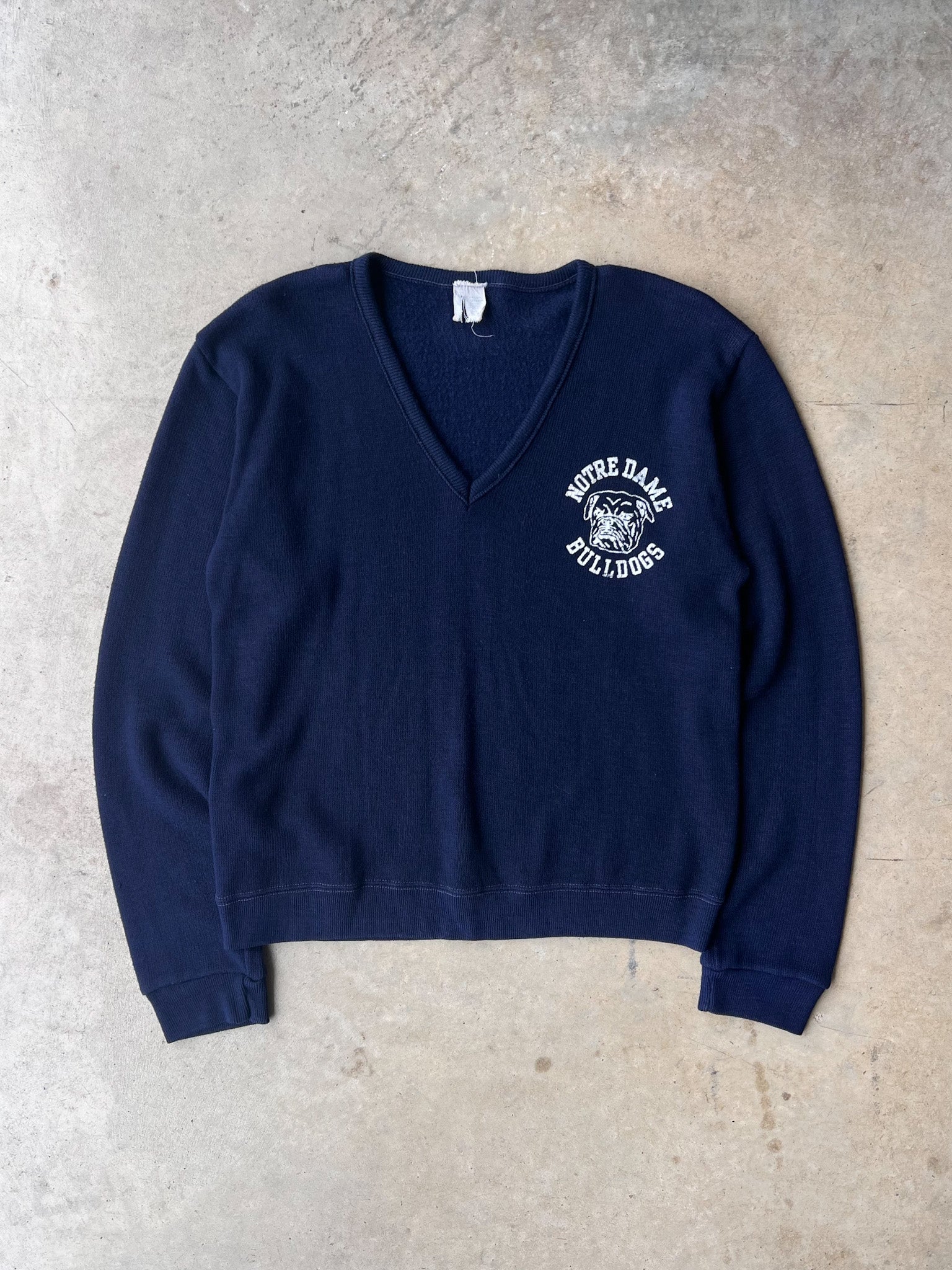 Vintage 1960s Navy Bulldogs V-Neck Sweater - (M)