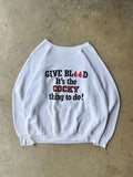 Vintage 1990s Give Blood White Graphic Sweatshirt - (L)