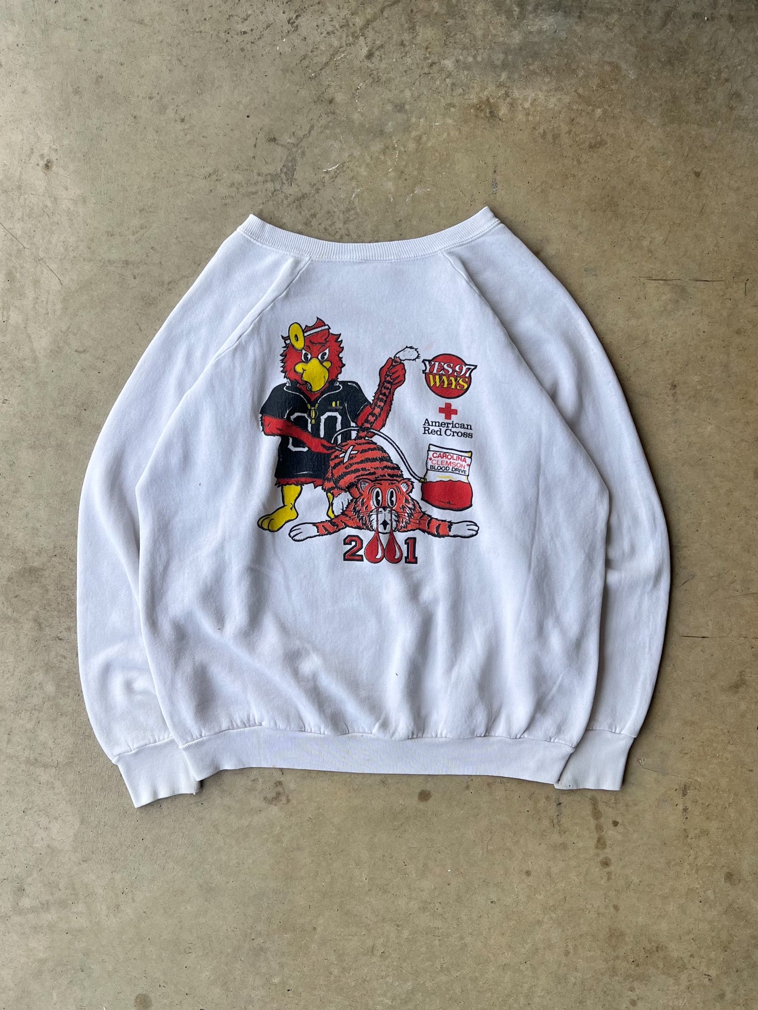 Vintage 1990s Give Blood White Graphic Sweatshirt - (L)