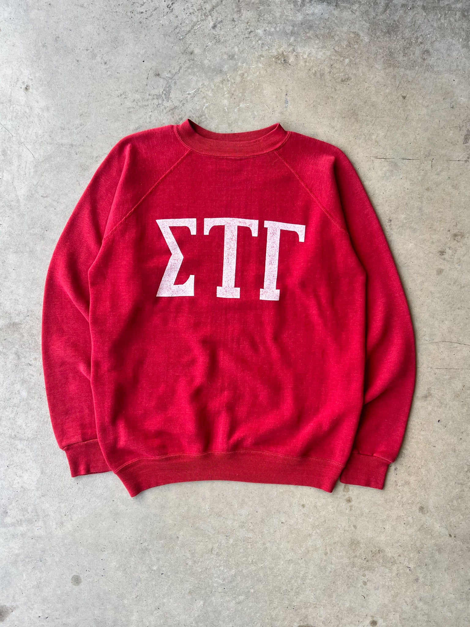 Vintage 1950s Sig Tau Gamma Red Faded Sweatshirt - (L)