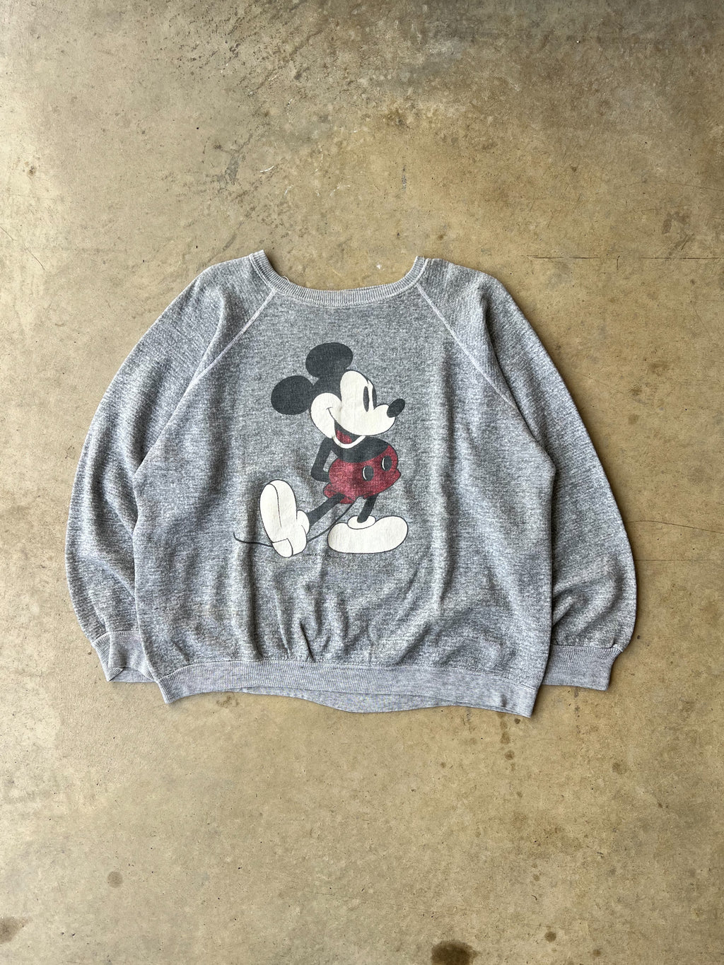 Vintage 1970s Mickey Mouse Grey Raglan Sweatshirt - (S)