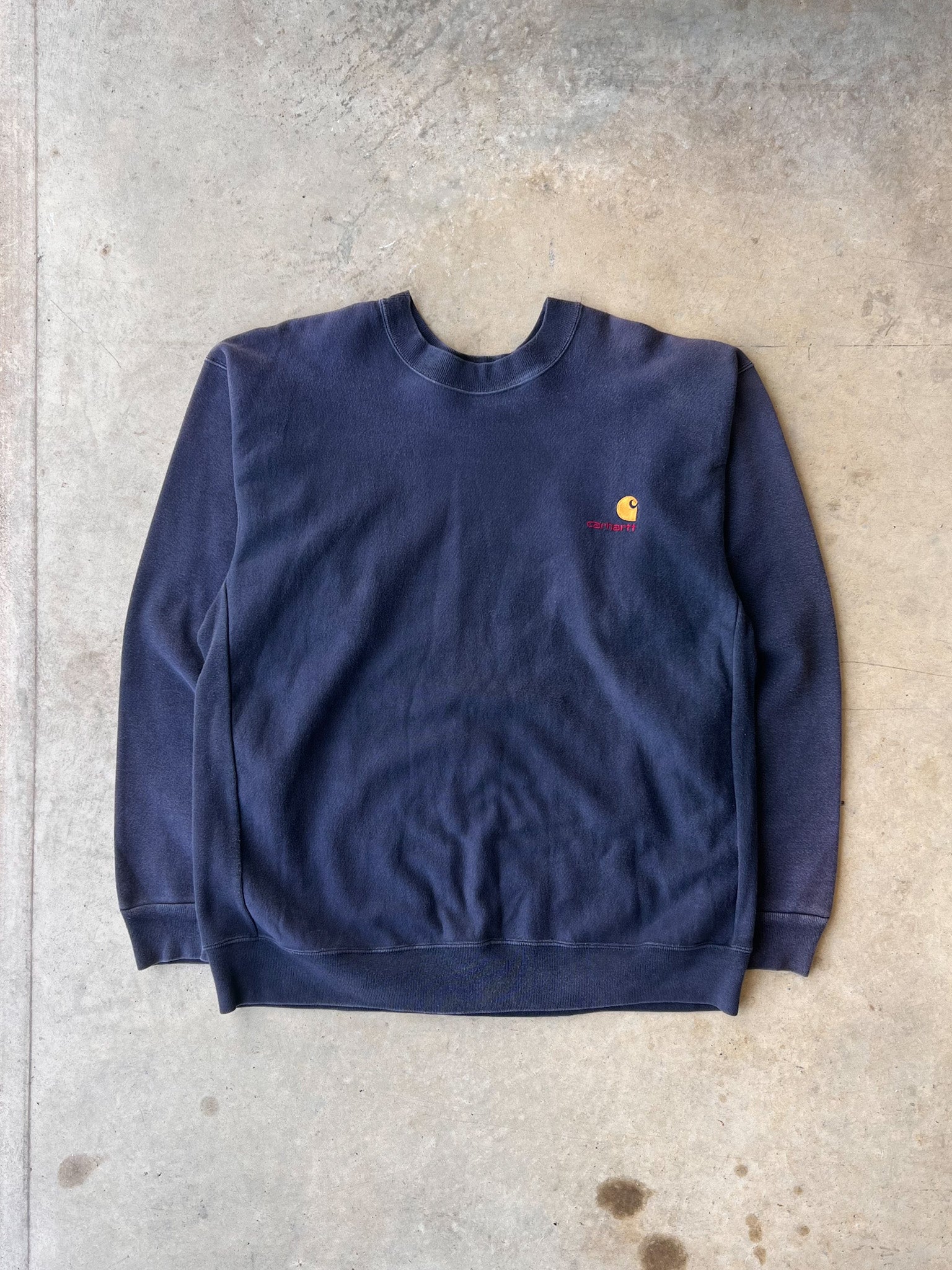 Vintage 1990s Carhartt Navy Embroidered Reverse Weave Sweatshirt - (XL)