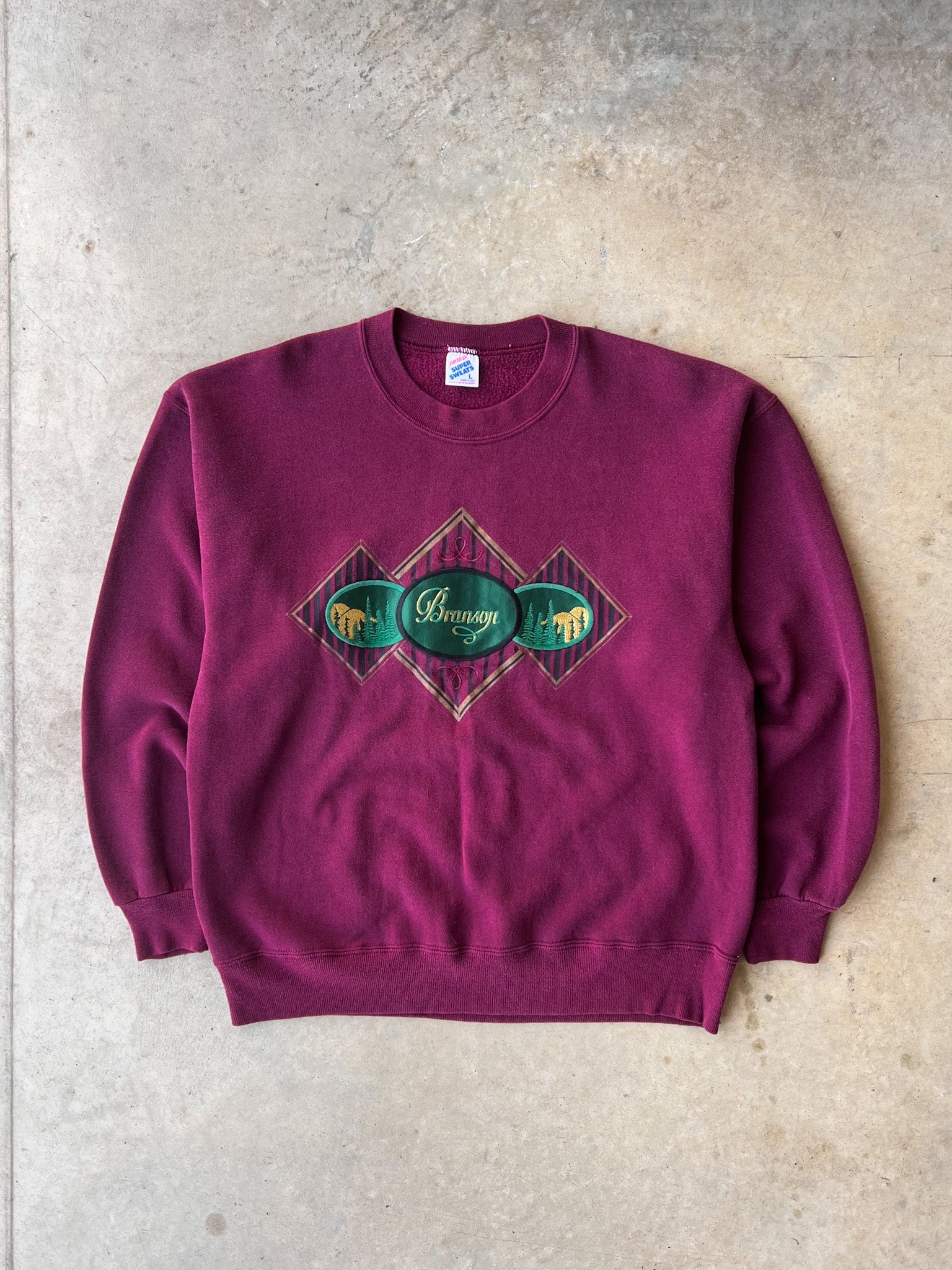 Vintage 1990s Branson Burgundy Embroidered Sweatshirt - (L)